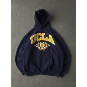 Vintage 90s UCLA Los Angeles Blue Hoodie Sweatshirt NCAA XL USA Made Jerzees